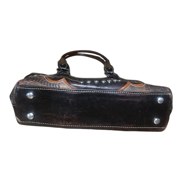 American West Mohave Canyon Silver Tone Studs Leather Western Overlay Purse - Picture 3 of 13